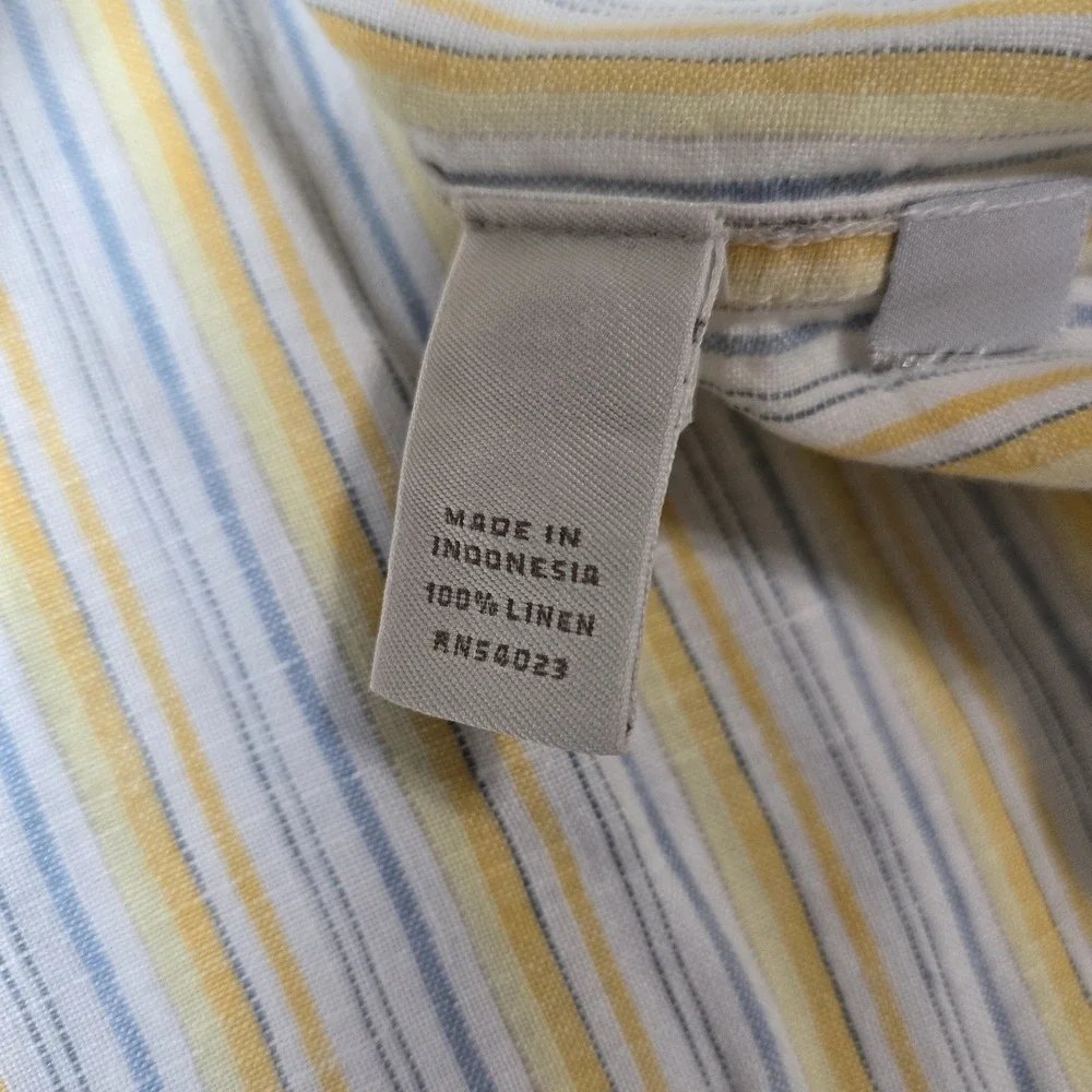 Banana Republic Shirt 100%‎ Size Medium Linen Button Front Casual Striped